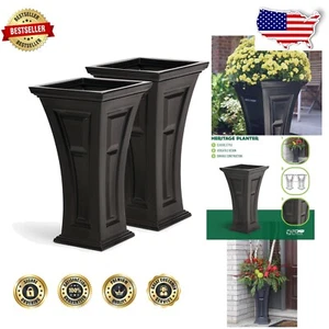 Elegant 28.5-Inch Black Self-Watering Planters - Set of 2 for Porches & Patios - Picture 1 of 11