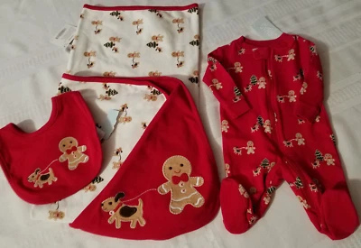 Gymboree Pan de Jengibre Niño Manta Babero Prematuro 5-9 libras Juego de Pijama para Dormir Nuevo con Etiquetas Foto 1 de 4