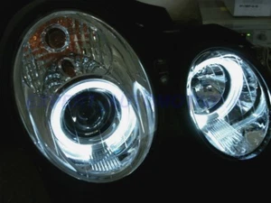 FARI MERCEDES-BENZ CLASSE E W210 ANGEL EYES NERI O CROMO 95-01 ++ REG PNEUMATICA - Foto 1 di 9
