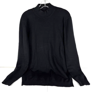 Maglione uomo nero senza marchio manica lunga morbido collo alto taglia M rayon/nylon - Foto 1 di 8