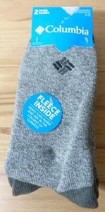 Columbia 2 Pair Fleece Lined Crew Socks Men's 6-12 Grey Comfortable Warm NEW - Picture 1 of 4