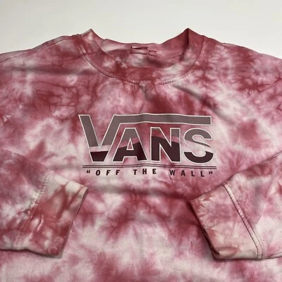 Vans Sweatshirt Women XL Pink Tie Dye Off The Wall Skater Logo Spell Out - Image 1 of 4