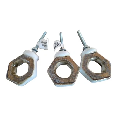 3 tiradores de perilla de hardware Anthropologie sagrado geo cerámica esmalte gabinete cajón Foto 1 de 4