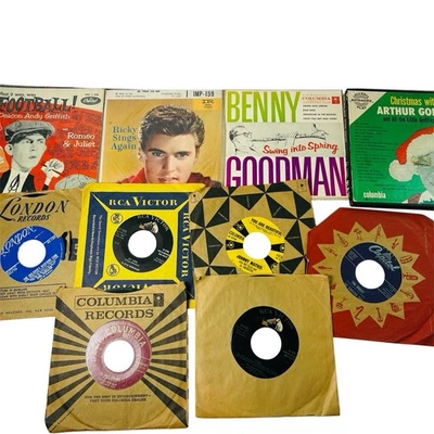 Vintage 1950s 45 RPM Record Lot of 10 Ricky Nelson Picture Andy Griffith Goodman - Image 1 of 4