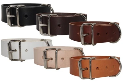 LEDERRIEMEN.COM Cinghia di fissaggio in pelle bianca con anello a D e fibbia a rullo, cinghia di fissaggio