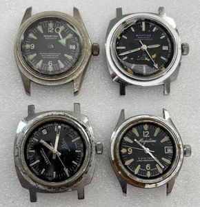 4 Broken Vintage Spartan Seawatch Mens Wrist Watch Lot Skin Diver - For Parts - Picture 1 of 6