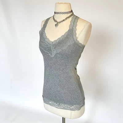 Mossimo Vintage Y2k Encaje Cami Top Gris Babydoll Bellacore Crepúsculo Hipster 00s M Foto 1 de 4