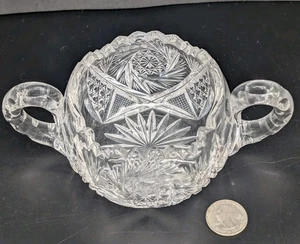 um 1876 Amerikanische Zuckerdose mit Brillantschliff und Kristall | 2 Henkeln  - Bild 1 von 2