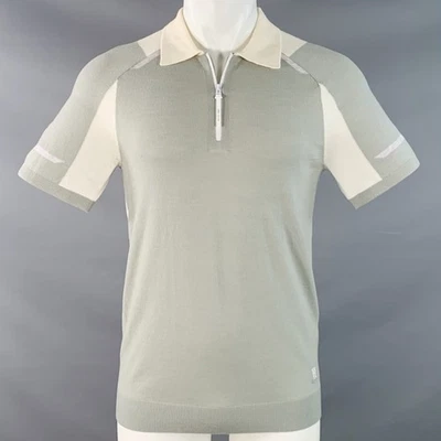 REISS TALLA S Beckett Crema Salvia Bloque Color Mezcla Lana Jersey Cremallera - Imagen 1 de 4