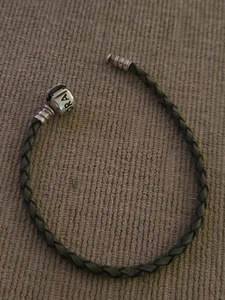 Pandora Sterling Silver 925 Black Leather Cord Bracelet 7" - Picture 1 of 8