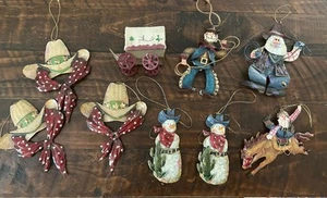 Lot of 9 Western Cowboy Themed Metal Christmas Ornaments - Picture 1 of 6