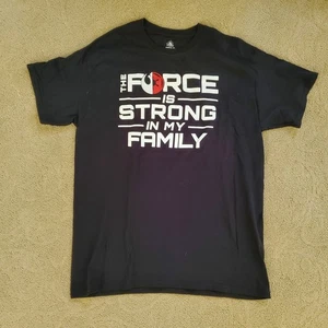 Star Wars Disney Men's L T-Shirt Black "The Force Is Strong in My Family" Rebel - Picture 1 of 5