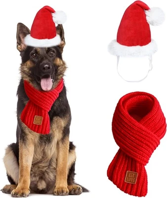 Perro Papá Noel Sombrero Navidad Bufanda Perro Navidad Traje Papá Noel Traje de Vacaciones  Foto 1 de 4