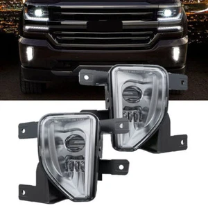 For 2016-2018 Chevrolet Silverado 1500 Chrome LED Fog Lights DRL Driving Lamps - Picture 1 of 8