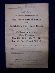IH McCORMICK DEERING 1935 CORN PLANTER FERTILIZER ATTACHMENT MANUAL - Picture 1 of 1