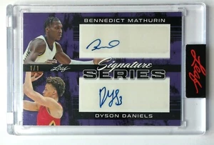 Serie Leaf Signature 2022-23 Benedict Mathurin Dyson Daniels doble automático RC #1/1 - Imagen 1 de 3