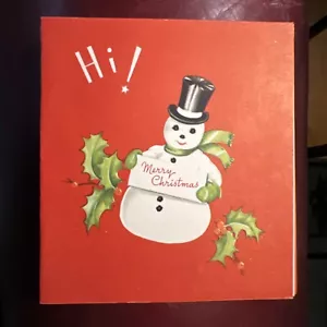 c1950s Christmas Greetings Snowman Vintage Greeting Card - Picture 1 of 3
