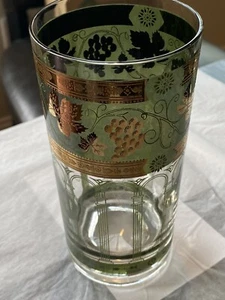 Set Of 5 Cera Green Gold Grape Highball Glasses Tumblers Vintage - Picture 1 of 4