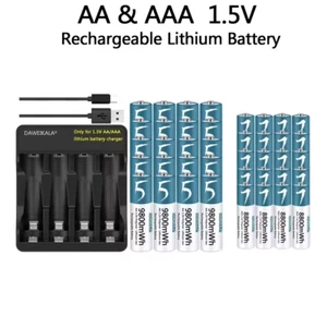 Daweikala AA AAA Lithium-Ion Rechargeable Batteries 1.5V 9800mWh 8800mWh 1500 - Picture 1 of 9