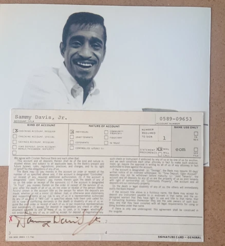 Sammy Davis jr signed Bank  account card Cover