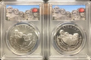 1991 TRUMP MT RUSHMORE Silver Dollars PCGS PR70 & MS70💥FLAWLESS COINS💥 - Picture 1 of 2