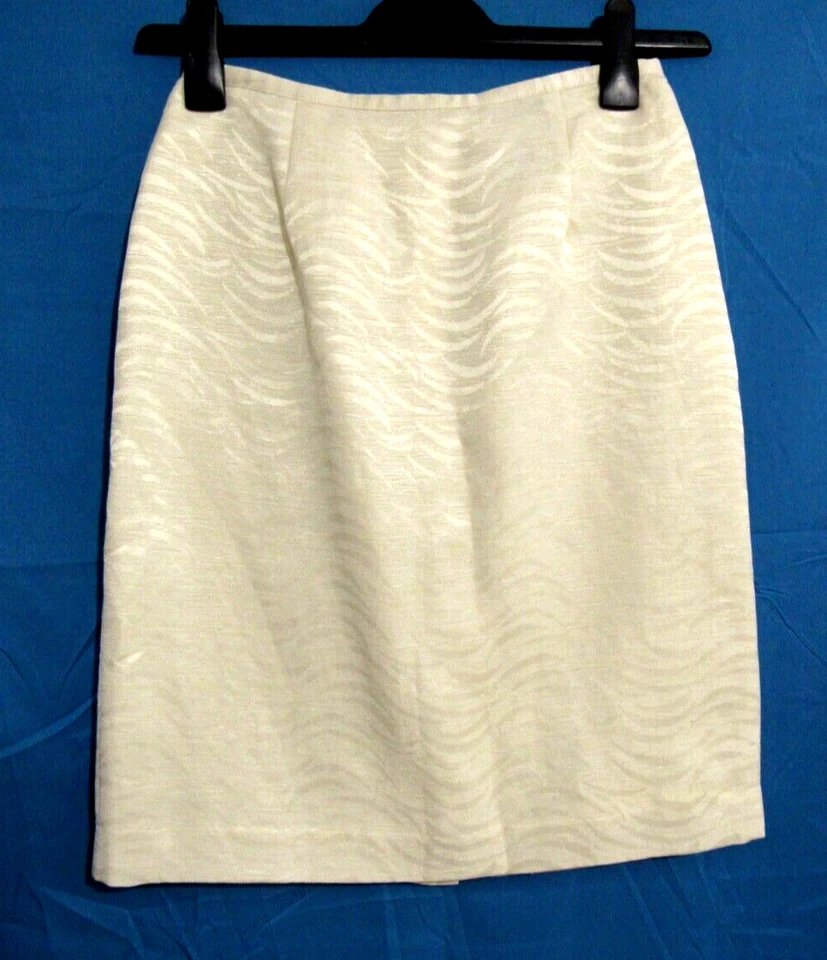 Falda Lápiz Marfil MEZCLA SEDA/LINO Forrada BLOOMINGDALE'S ESTAMPADO TONAL ONDULADO 4P Foto 1 de 3