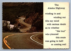Postcard Vintage The Alaska Highway Poem Poetry Travel Mountains Winding 4x6 - Picture 1 of 2