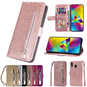Glitter Wallet Case Card Zipper Flip Cover For Huawei P40 P30 P20 Lite Pro Y6 Y7 - Picture 1 of 17