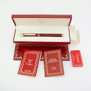 Vintage Must de Cartier Vendome Trinity Oval Burgundy Lacquer Ballpoint Pen - Bild 1 von 14