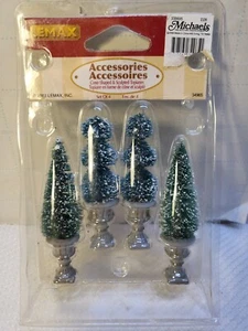 RETRO LEMAX "CONE-SHAPED &SCULPTED TOPIARIES" SET OF 4 ACCESSORIES - Picture 1 of 12