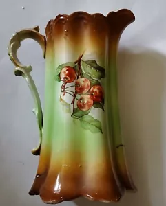 ANTIQUE SMITH & PHILLIPS PITCHER, SEMI-PORCELAIN, CHERRIES, 11" TALL BEAUTIFUL - Picture 1 of 12