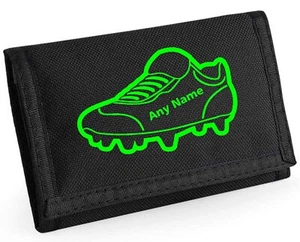 Football Boot Design Print Personalised Boys Kids Ripper Wallet With Coin Holder - Picture 1 of 12