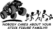 Monster Truck Stick Figure Family Car Window Vinyl Sticker Decal 8" x 4.5"
