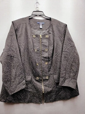 Chaqueta Blazer Vintage Denim 24/7 Mujer Cremallera Frontal Talla 30W Negro Jacquard Negocios Foto 1 de 4