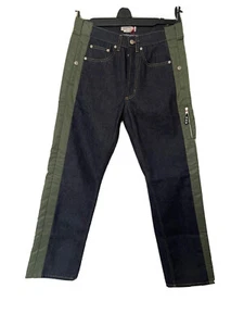 Alexander McQueen Hybrid Green Stripe On Side Japanese Denim Blue Washed, 50 - Picture 1 of 17