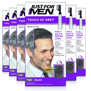 6x Just for Men Touch of Grey T55 Black Easy Comb in Haircolour Dye - Picture 1 of 1