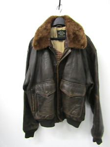 Avirex "Old Leather" A-2 Flight Jacket Distressed Removable Fur Collar Large
