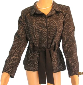 NWOT SANDRO SPORTSWEAR WOMEN'S BLACK & GREY BUTTON BELTED COAT SIZE M - Picture 1 of 2