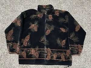 VTG  Mazmania AOP Nature  Fleece Jacket Sherpa Black Outdoors USA Size XL  - Picture 1 of 3