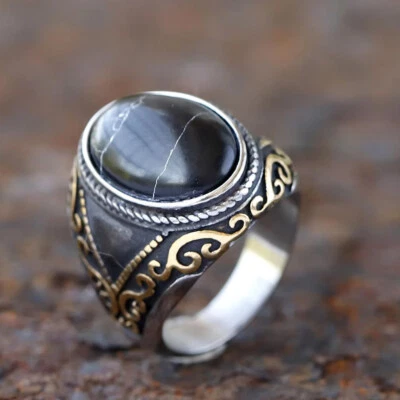 Arabian Tiger Eye Stone Gothic Ring Stainless Steel Ring - image 1 of 4