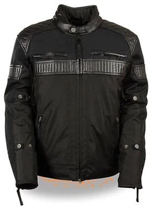 CHAQUETA TEXTIL DE SCOOTER MOTOCICLETA PARA HOMBRE CON BORDE DE CUERO Y COLLAR A PRESIÓN 2 BOLSILLOS PARA PISTOLA - Imagen 1 de 9