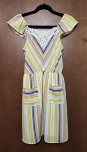 Girls ~Monteau Girl~ Colorful Striped Lined Dress Size XL/14 ~Gently Used~ - Picture 1 of 12