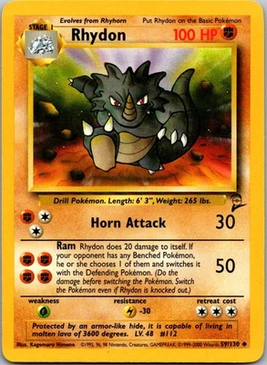Rhydon 059/130 Base Set 2 Uncommon LP/MP - Image 1 of 2