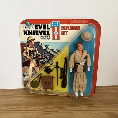 Figura de acción Evel Knievel Explorer 1975 vintage nueva en paquete Foto 1 de 4