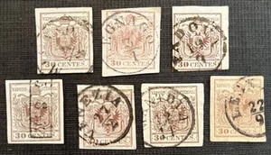 Lombardy-Venetia- 7 Copies Of The 30 Cents 1850 Issue With Clear Cancels #5 - Picture 1 of 2