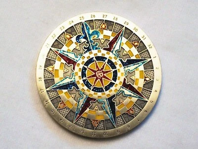 Compass Rose 2007 - Ant. Acabado plateado y dorado pulido - Geocoin nuevo sin activar Foto 1 de 2