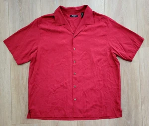 Brandini Pure Silk Button Up Shirt Size XL Red Camp Collar Short Sleeve Vtg 90s - Picture 1 of 6