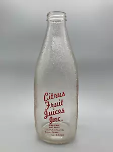 Botella de vidrio vacía vintage de tienda de comestibles Jugos de frutas cítricas Lynn MA 1950 - Imagen 1 de 9