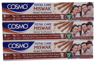 3 x Cosmo Total Care Miswak Kräuterzahnpasta (3er Pack)