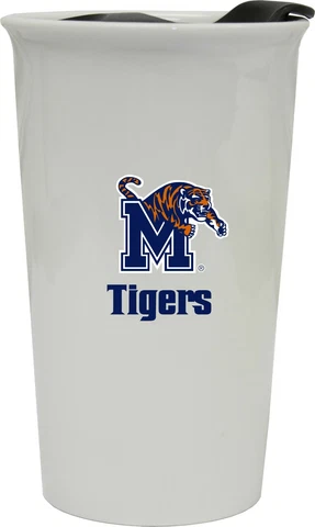 Memphis Tigers Double Walled Ceramic Tumbler Set-NCAA Travel Mug 2pk Cover